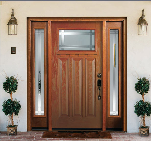 wood fibra glass single door with 2 skylights