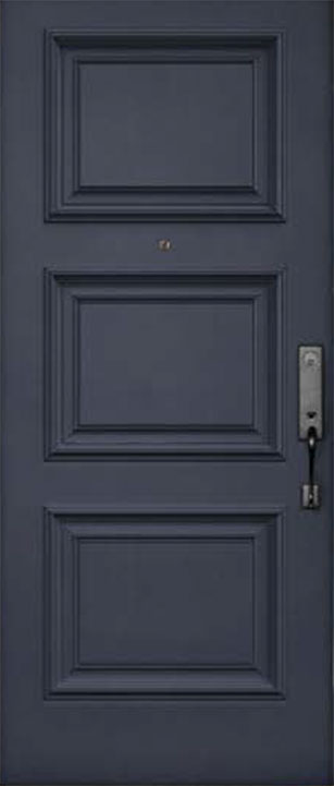 Steel-black-single-door with 3 bevel panels