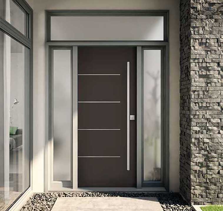 Entry view of the modern steel door