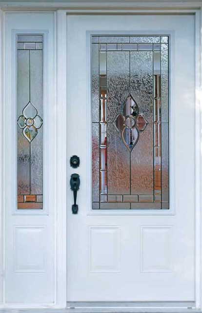 white steel single door with glass insert