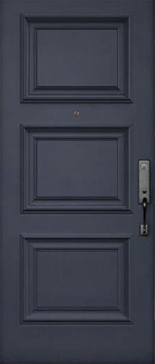 single dark grey steel door