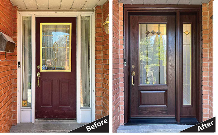 fiberglass door with insert glass and sidelite