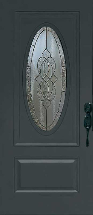 grey steel door with insert glass